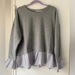 Notations Gray Layered Pinstripe Sweater Sweatshirt Top XL NWT $29